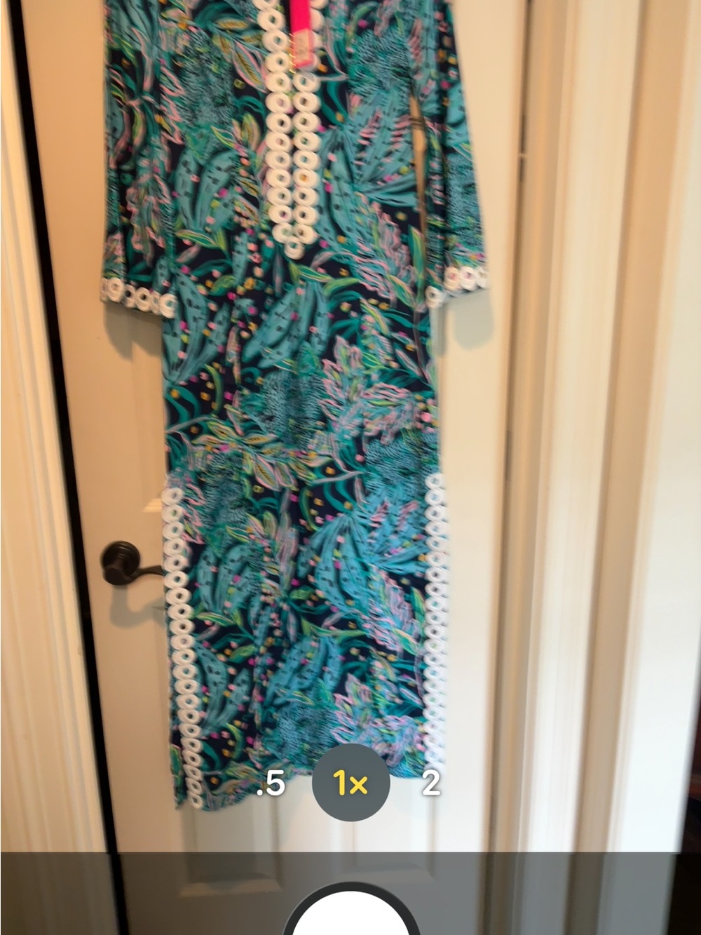 Lilly Pulitzer Teal Multi-Color Floral Printed Maxi Dress with White Trim